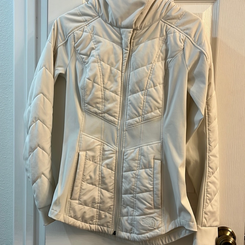 North Face White Cream Hooded Jacket Womens XS